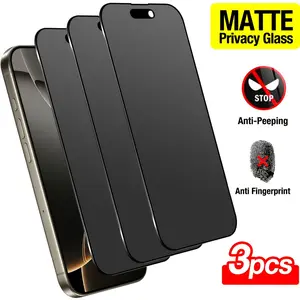 3-piece frosted anti-peeping ceramic mobile phone screen protectors, compatible with iPhone 13 Pro Max/13 Pro and iPhone 13, full-screen coverage protection, anti-glare, fingerprint-proof, scratch-resistant and wear-resistant, anti-spying, easy to install