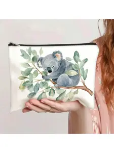 A Piece of Bag-in-bag, a Cute Koala-themed Storage Pouch, a Lightweight Zippered Organizer, a Versatile Travel Storage Bag, Casual Style, Polyester, Hand Wash, an Ideal Gift for Bridesmaids, Teachers, Friends, Graduation, and Weddings