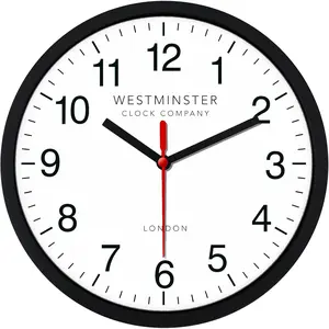 Westminster Clock Company 8 Inch Quartz Wall Clock (Standard Clock) Non-Ticking/ Operated for School Office Classroom
