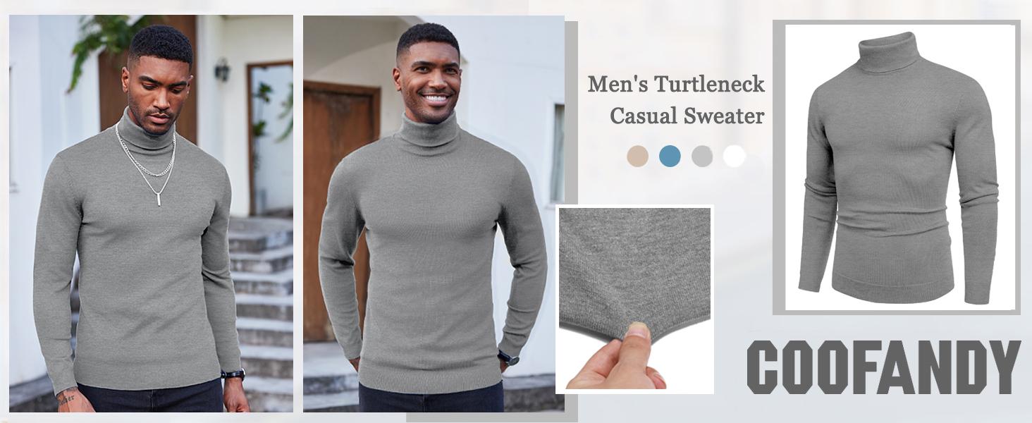 COOFANDY Men's Knitwear Slim Fit Turtleneck Sweater Casual Basic Knitted Long Sleeve Pullover Sweater Gift Ideas COOFANDY Men's Knitwear Slim Fit Turtleneck Sweater Casual Basic Knitted Long Sleeve Pullover Sweater Gift Ideas