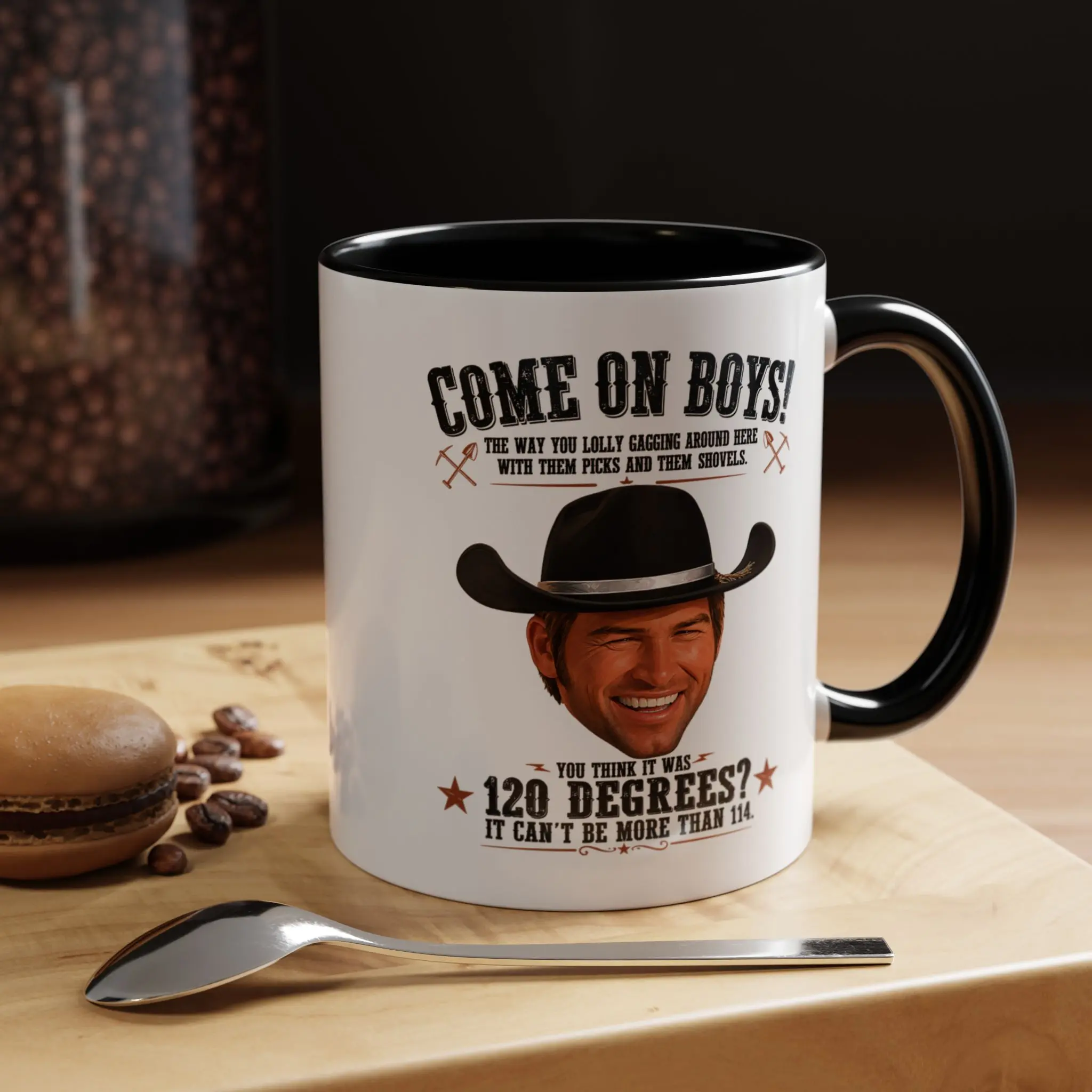 Funny Western Cowboy Quote Mug Rustic Vintage Humor Coffee Cup, Black Handle Mug