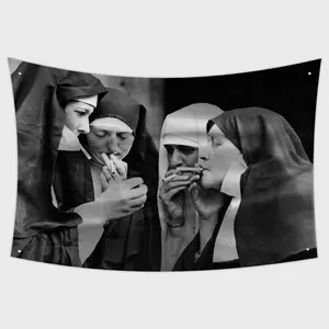 Nuns Smoking Meme Flag 3x5 FT Funny College Dorm Room Wall Banner