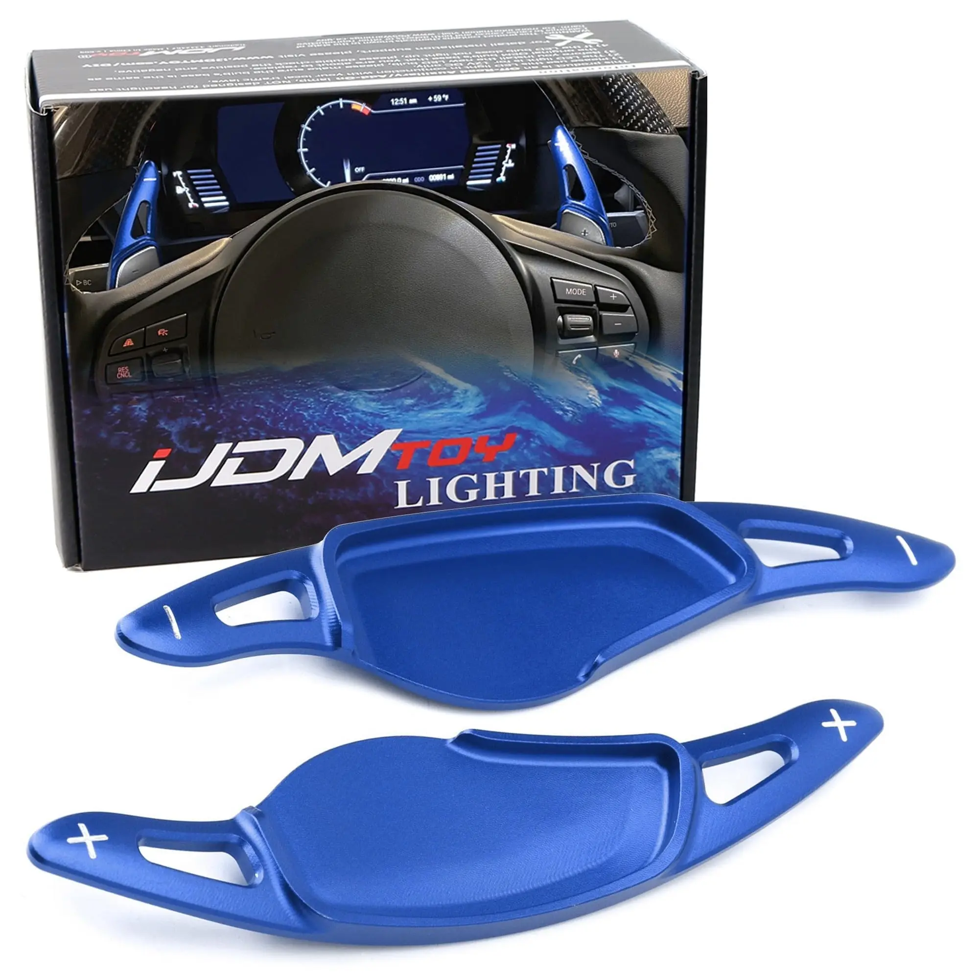 iJDMTOY Sports Blue CNC Billet Aluminum Large Paddle Extensions For Toyota 2020-up Supra GR