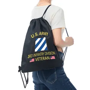 3rd Infantry Division Military Veteran Drawstring Backpack US Army Inspired Tactical Gym Bag for Outdoor Activities Sports Travel Casual Use Perfect Gift for Veterans Memorial Day Independence Day Military Appreciation Events