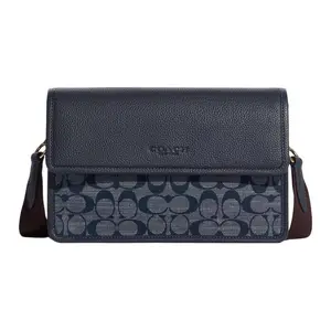 COACH Turner 25 Chambray Monogram Print Crossbody Bag, Medium, Men's, Denim Blue