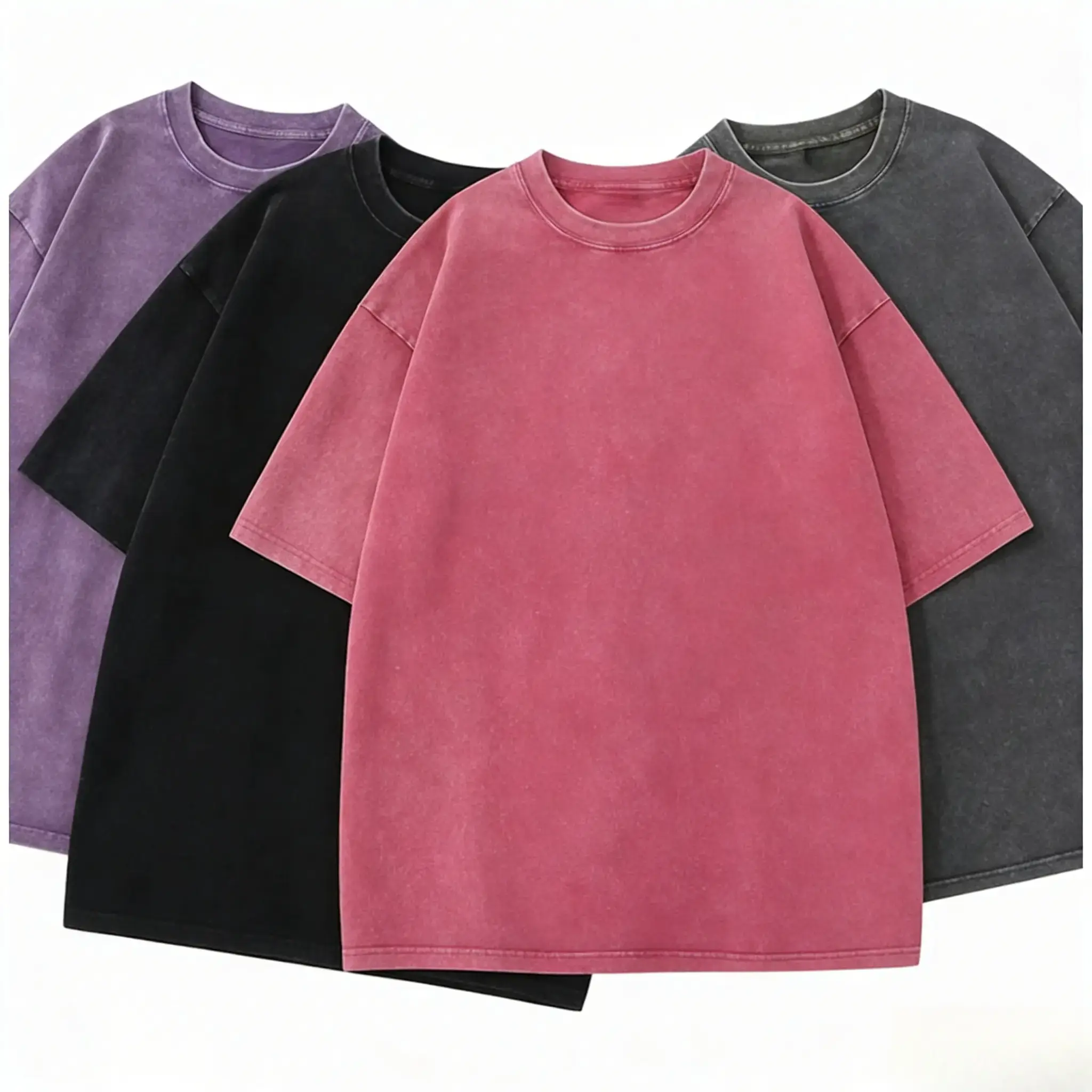 1/3 Pack Women Men's Vintage Heavyweight Cotton T-Shirts Acid Wash Oversized Baggy Gym Workout Tees