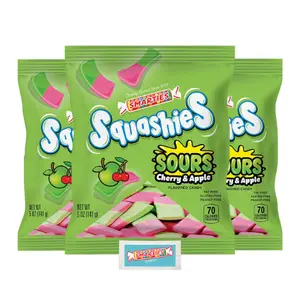 Smarties Squashies Foam Gummy Candies & Smarties Sample Packet Variety-Pack - Sour Cherry & Apple Flavored - Peanut Free & Gluten Free Candy - Soft & Chewy Squashies Candies for Parties & Birthdays - 5 oz Bags