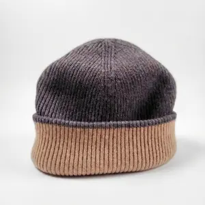 Premium Merino Wool Beanie - 100% Merino Wool Cloud Soft Feel High Elasticity Breathable Material Comfortable Fit 2 Side Dark-gray Apricot Delicate Wash Only