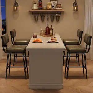 OUTGOODS Modern 26-Inch Counter Height Bar Stools Set of 2 - Rustic Green Faux Leather, Backrest, Heavy Duty 400lb Capacity - Sleek Seating for Kitchen Island, Counter, Home Decor