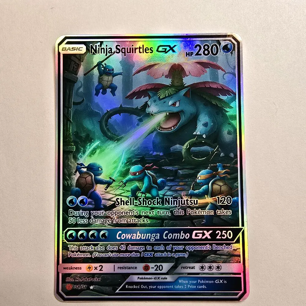 Ninja Squirtles GX Custom Card - TMNT x Pokemon Crossover - High Gloss  Rainbow HoloThe Crossover You've