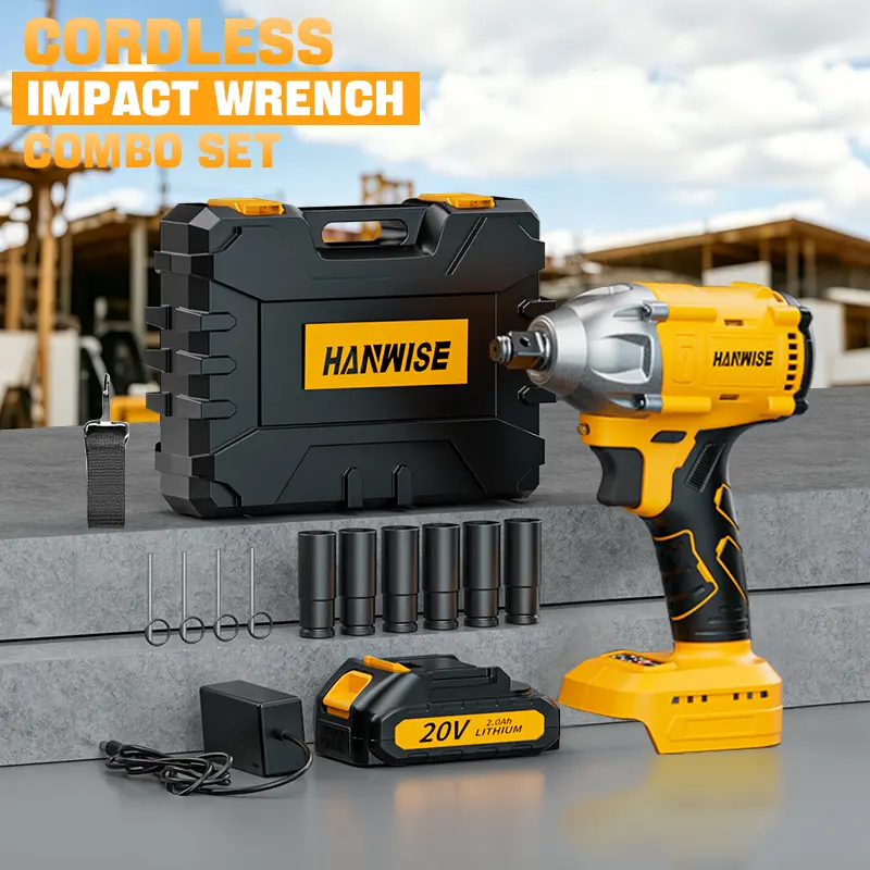 Impact Wrench Set, Automotive Repair Tool, Cordless Impact Wrench with Rechargeable Battery, Socket Combination, Suitable for Automotive Repair, Construction Engineering, and Home Emergency Use