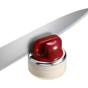 Knife Sharpener| Multi-Angle Pocket & Kitchen Knife Sharpener w/Suction Base| Works with a wide range of knives| Includes Instruction Guide(red)