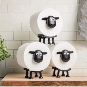 3-Pack Fun Sheep Toilet Paper Holder, Cartoon Home Bathroom Decor, Cute Roll Paper Towel Hanger, Household Decoration