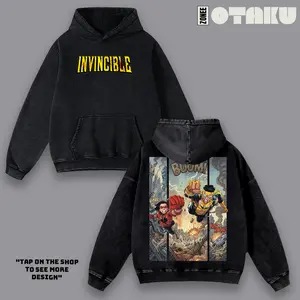 Invincible Comic Mark Grayson x Oliver Vintage Bootleg Graphic Hoodie, Retro 90s HipHop Washed Oversized T-Shirt, Superhero Comic Print Sweatshirt, Unisex Streetwear Tank Top