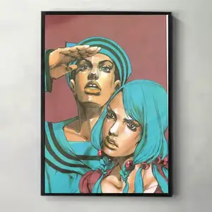 [Unframe] Golden Wind JoJo Poster, Giorno Giovanna Art Print, Italian-Style Anime Decor, Gift for Fans of JoJo’s Bizarre Adventure