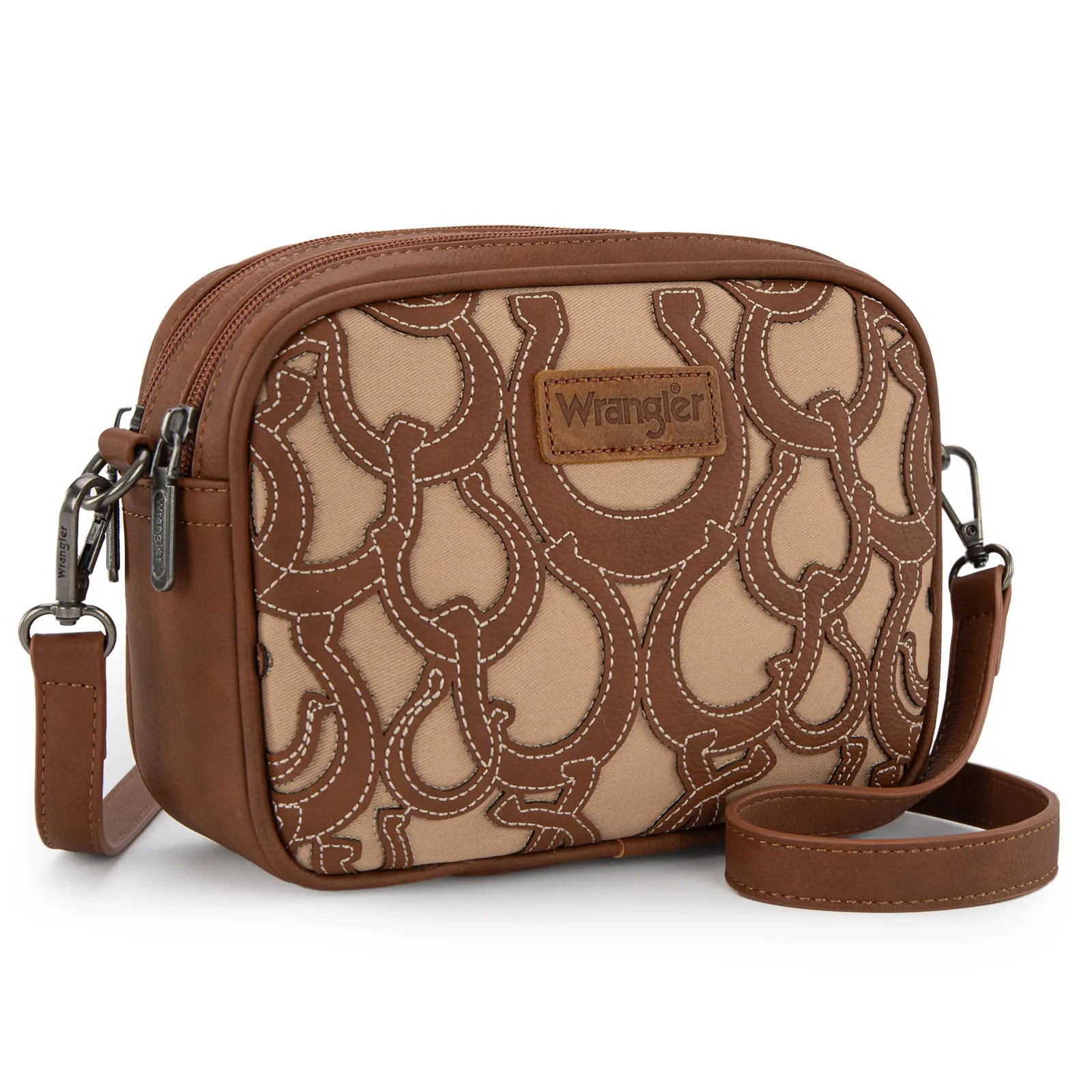 Wrangler Horseshoe Cutout Double Zip Crossbody Bag for Women