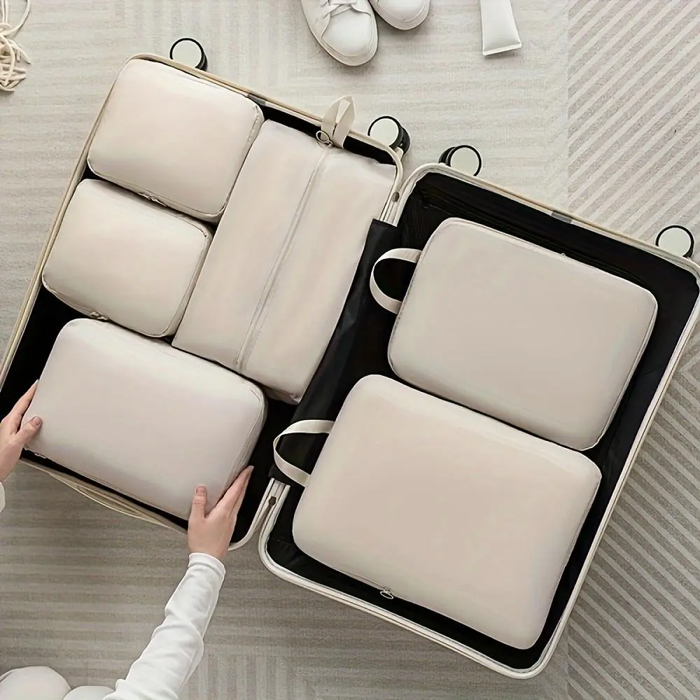 6-Piece Compression Cube Set, Durable Polyester, Lightweight Travel Organizer, Travel Packing Cubes, travel gear, packing organizers, Travel Essentials Organization, Luggage and Clothes Sorting, Travel Storage, Hand Wash or Professional Dry Clean