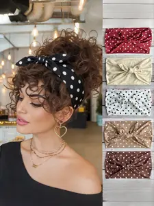 3pcs New Vintage Polka Dot Headband Set, High-End Bow Waist Scarf, Wide Elastic Sports Hair Band, Beach Accessories