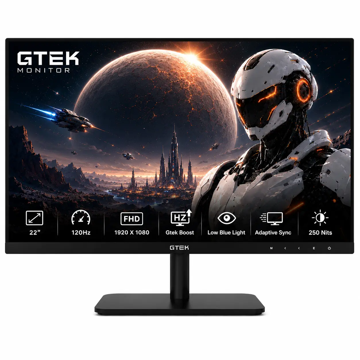 GTek 22 Inch Gaming Monitor, FHD 1080P 120Hz VA Panel, 1ms MPRT, FreeSync/G-Sync Compatible, HDMI VGA, Eye Care, Ultra-Slim Flat Screen for Gaming & Office