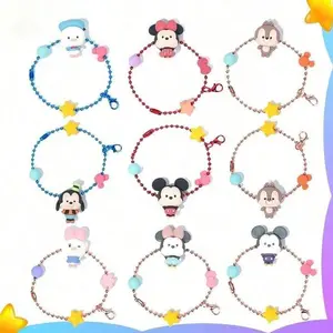 1PC Disney Officially Licensed Mickey Mouse 3D PVC Bracelet Blind Box Adjustable Character Pendant Random Mystery Charm Collectible Accessory Gift for Birthday Christmas and Holiday