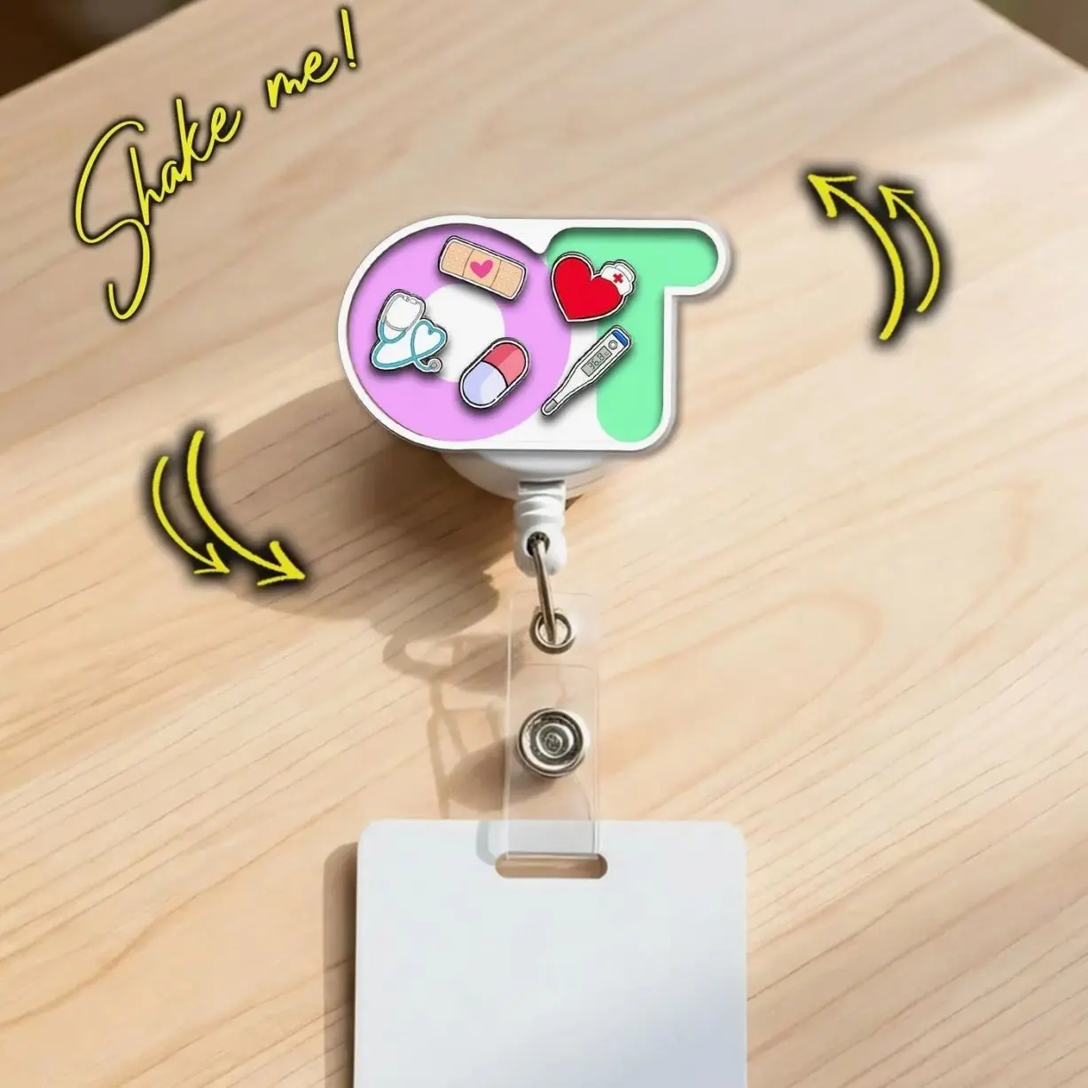 Occupational Therapy Shaker Badge Reel – OT Medical Icons Retractable ID Holder, Cute Healthcare Gift  G1U