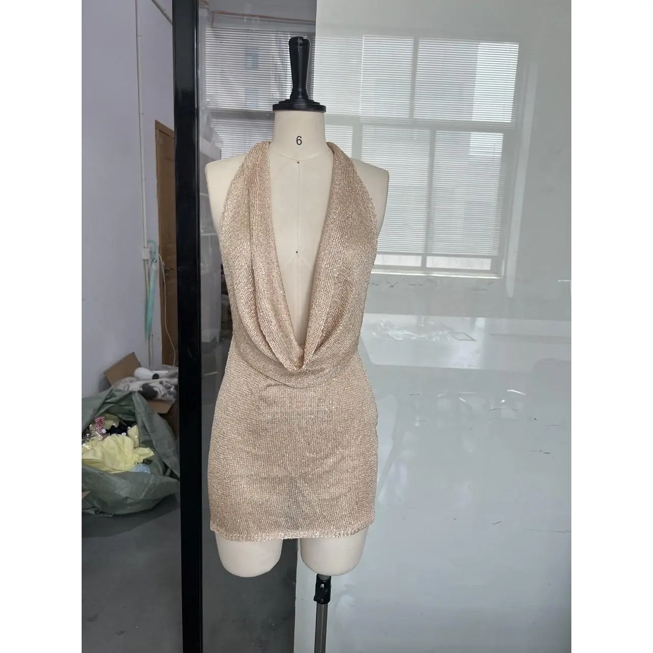 Knitted short skirt   khaki color