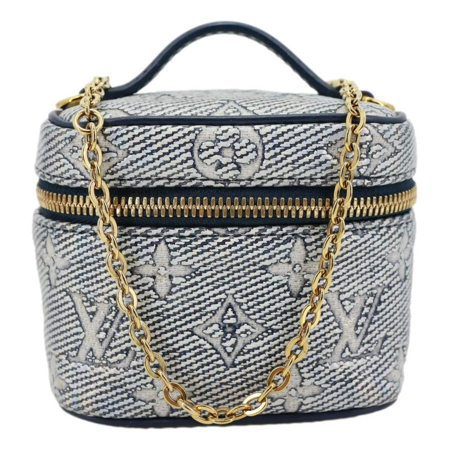 Pre-owned Louis Vuitton Canvas Mini Bags Monoglam Micro Vanity Case Navy Blue