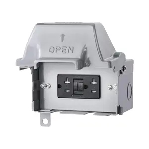 Outdoor Outlet Box , 20 AMP WRTR GFCI Receptacles, Rainproof 3R Enclosure, Horizontal Use,  Metal Electrical Power Box for Backyard, Outdoor Lighting