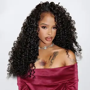 BINF Water Wave Half Wig Human Hair 3 In 1 Seamless Flip Over Half Wigs for Black Women Ready to Go Headband Wig 180% Density Drawstring Curly Half Wig Glueless Natural Black outdoorfun