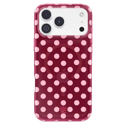 Velvet Caviar Raspberry Polka Dot Protective Cellphone Casing - Cute, Shockproof, Magnetic, Wireless MagSafe-Compatible Smartphone Cover for iPhone 18 Series, 17, 16, 15 & More (Casing, Phone Cover Accessory)