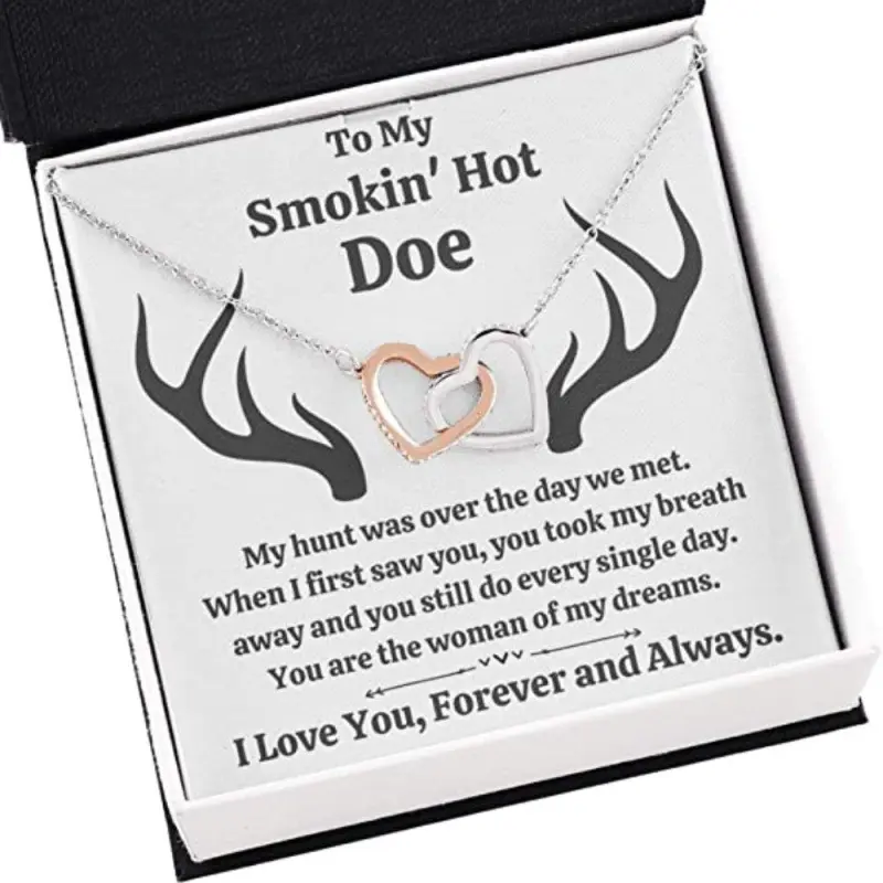 Wife Necklace, To My Smokin’ Hot Doe “Dreams” Necklace. Gift For Fiance, Girlfriend, Future Wife, Jewelry Message Card with Gift Box