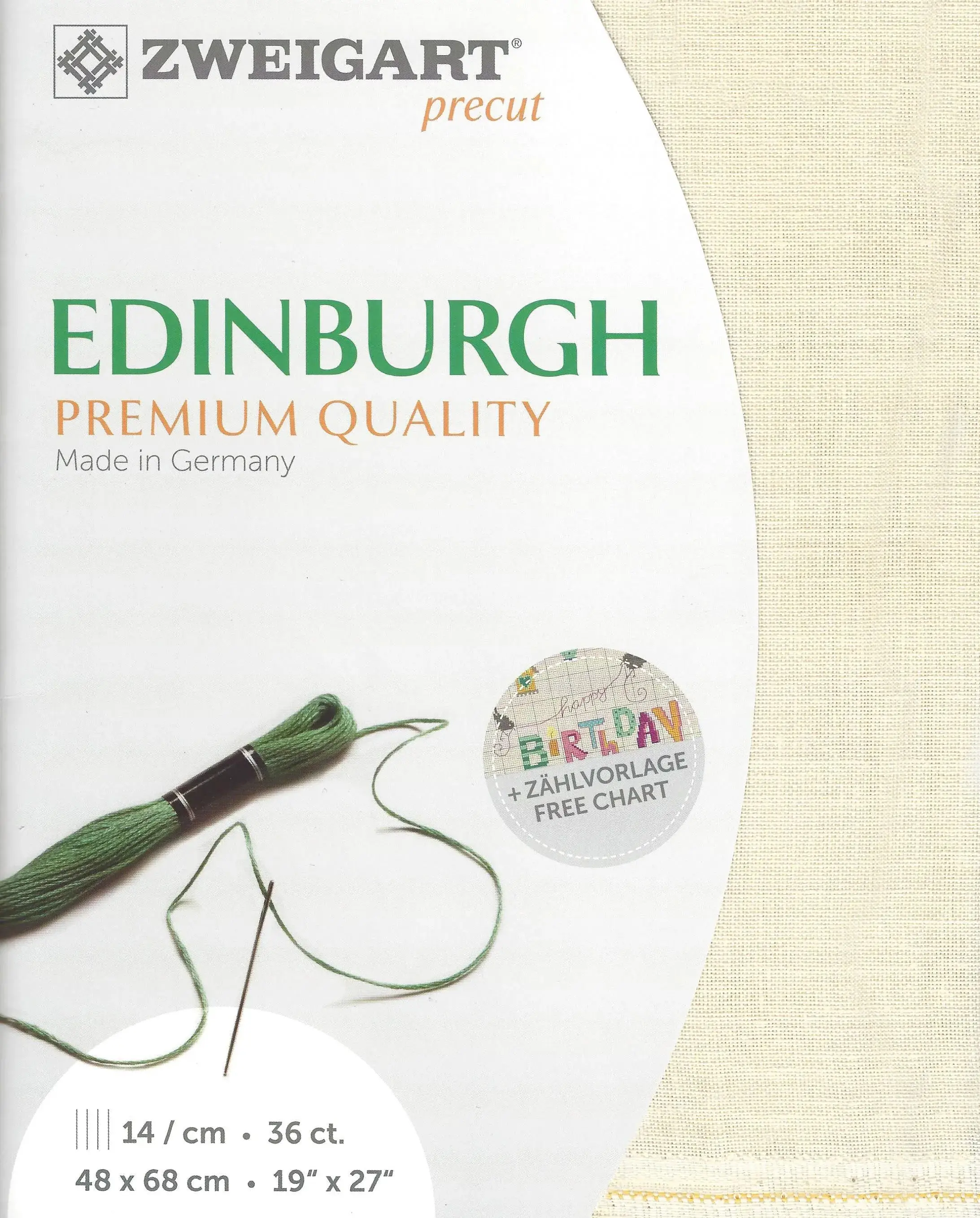 36-Count Cream Precut Edinburgh Cross Stitch Fabric by Zweigart 3217/222