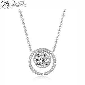 Collar Halo Élite 1 CT Moissanita  S925 – Brillo Premium