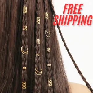 80pcs Mixed Golden Dreadlocks Set, Personalized Street Party Braided Hair Clips Hair Accessories Boho claw clip extensions