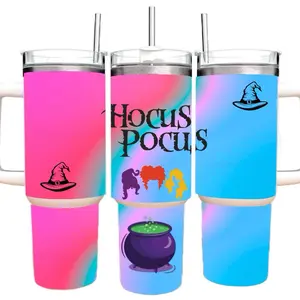 Hocus Pocus Tumbler 40oz Stainless Steel Handmade Lid Straw Bottle Drinkware Water Bottles Cup Mug Portable Bottled Washable Reusable Insulated Flasks Travel Horror Halloween