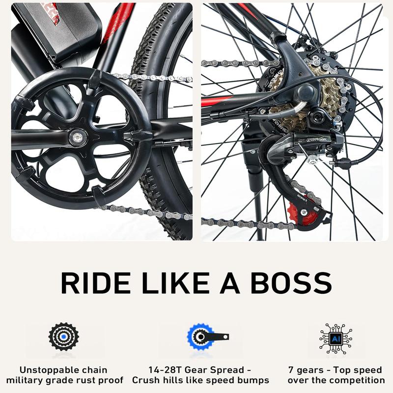 1500W Ebike for Adults– 25MPH Lightweight Commuter Electric Mountain Bike, 576Wh Removable Battery, 50+Mile Range, Front and Rear Brake,7-Speed, 26" Tires, Front Suspension,Easily climb the slope ,ebike for Commuting & Adventure,UL 2849 Certified