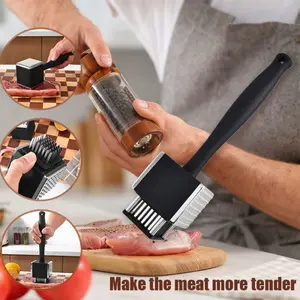 1pc All-in-One Stainless Steel Meat Tenderizer and Jaccard Needle - Ergonomic Handle, Kitchen Tool, Easily Tenderizes Steak, Steak Cooking Accessory | Stylish Kitchenware | Stainless Steel Design