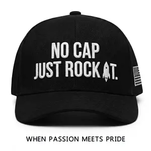 Real Style Just Rock It 3D Puff Letter Embroidered 5-Panel Cap Black Streetwear