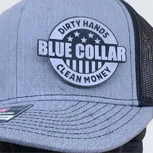 Richardson Blue Collar Dirty Hands Clean Money Richardson 112 Trucker Hat Unisex Snapback Cap with Sun Protection Mesh Back Panels & Pre-Curved Visor