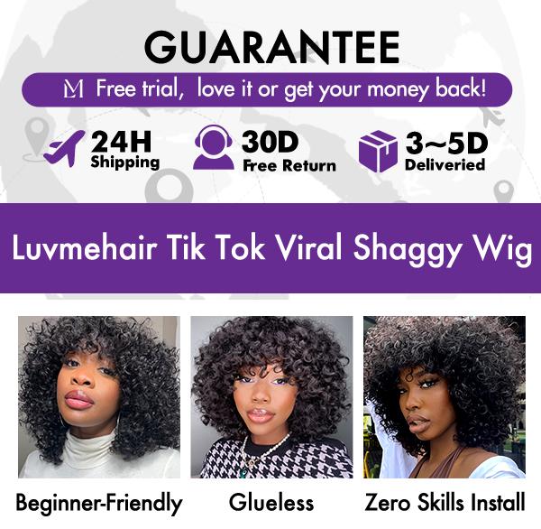 Luvme 100% Virgin Human Hair Ready To Go Tik Tok Viral Shaggy Style Super Double Drawn Short Curly Wig Limited Time Offer TikTok Exclusive #luvmenewarrivals