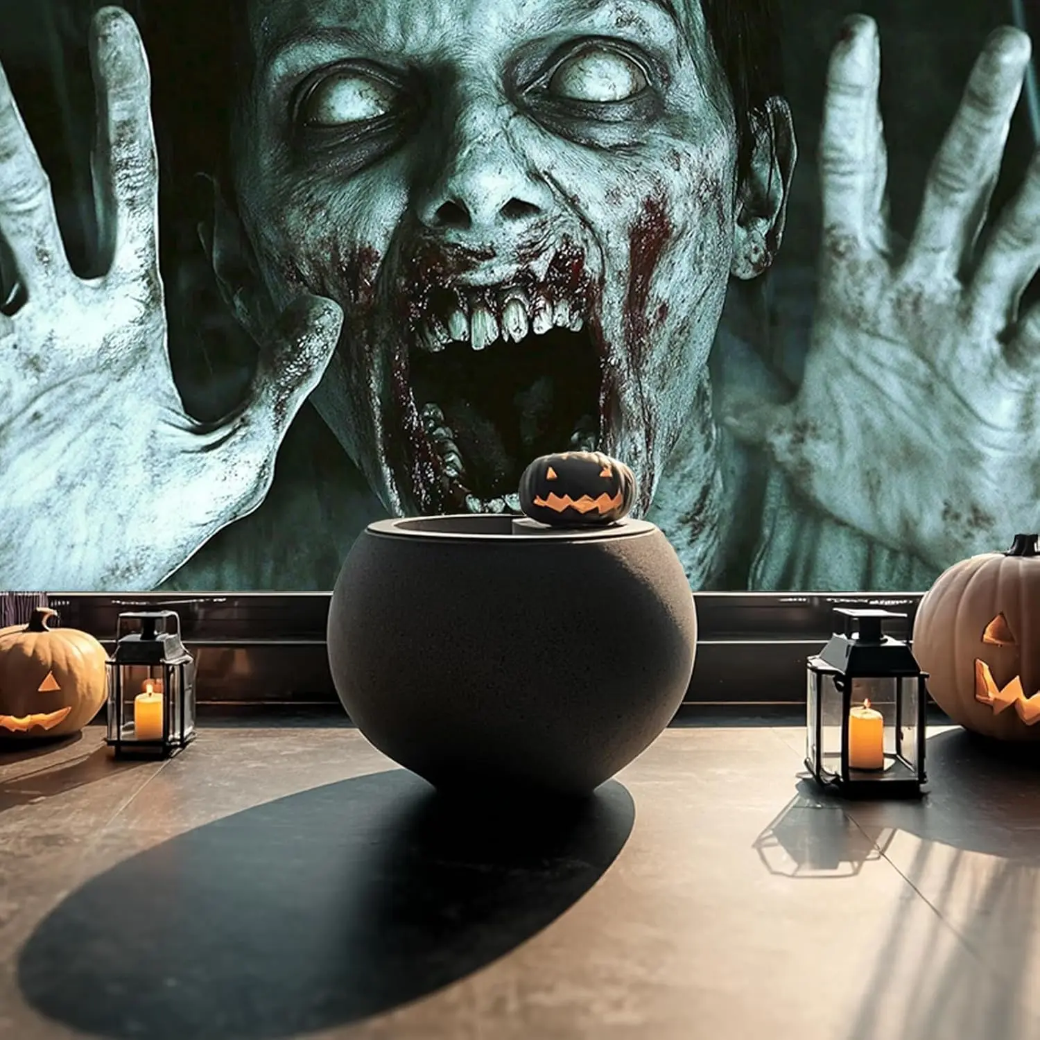 Horror Zombie Face Window Privacy Film 39.3x17.7 Inch | Static Cling Non-Adhesive Creepy Undead Sticker Seasonal Horror Deco