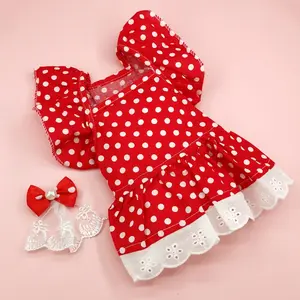 Cute Fashion Print Pet Dress with Bow, Plaid Pet Costume, Elastic Mesh Princess Dress, Puppy Cat, Complete Set, Puppy Clothes