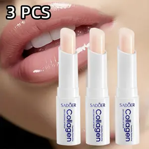 Four Seasons Moisturizing Lip Balm, contains collagen, hyaluronic acid, hydrating and moisturizing, light beige texture on lips, hypoallergenic, suitable for normal light beige Light Beige, 1/3/5pcs, perfect gift for women, Christmas, Valentine's Day