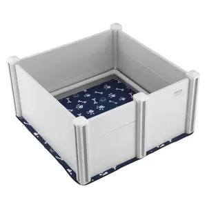VEVOR Dog Whelping Box, 38.6x 38.6x 18.1in Whelping Box for Dogs and Puppies, Whelping Pen for Puppies, Dog Birthing Box with Rails and Washable Pee Pad, Whelping Box for Medium Breed Dogs, White