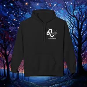 Aries ♈ Leo ♌ Hoodie – Zodiac Couples Matching Hoodie | Fire Sign Yin Yang Design