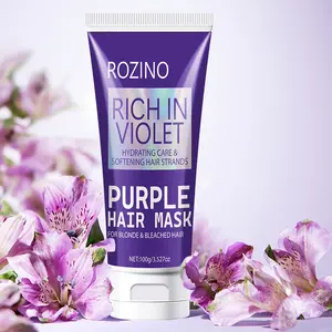 ROZINO Rich in Violet Purple Hair Mask for Blonde & Bleached Hair Neutralizes Yellow Tones Reduces Brassiness Conditions Dry Damaged Hair 100g