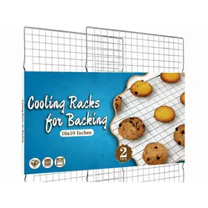Cooling Rack for Baking 2-Pack, 16x10 Inches Baking Rack, Thick Wire Cookie Rack for Cooking, Roasting, Grilling, Drying, Oven Safe, Fits Half Sheet Pan, Silver