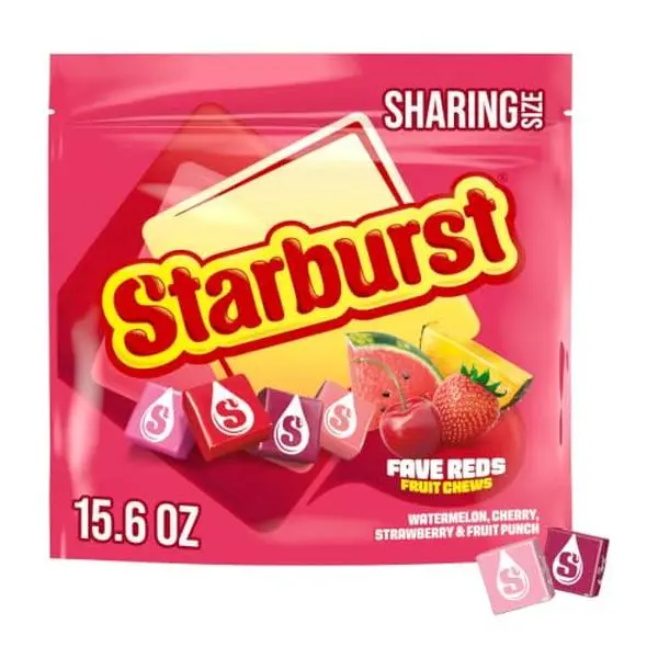 STARBURST FaveREDS Fruit Chews Candy, Chewy Candy, 15.6 oz Sharing Size Bag STARBURST FaveREDS Fruit Chews Candy, Chewy Candy, 15.6 oz Sharing Size Bag