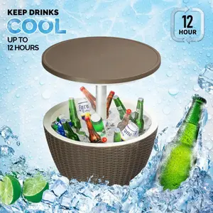 Ubesgoo Outdoor Cooler Side Table, Modern Outdoor Patio Furniture & Hot Tub Cool Bar Table – 10 Gallon Beer and Wine Cooler for Cool Entertaining Party Yard