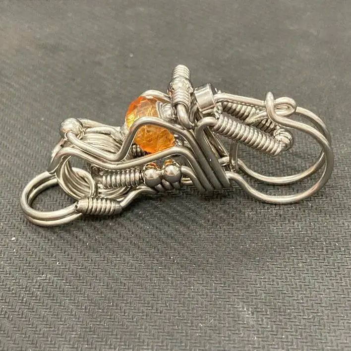 304 Stainless Steel Keychains Bending Motor Shape, Handmade Keychains